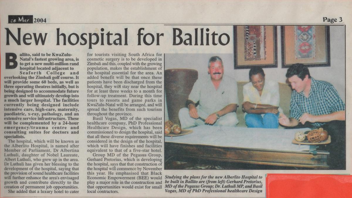 Ballito hospital — newspaper archive