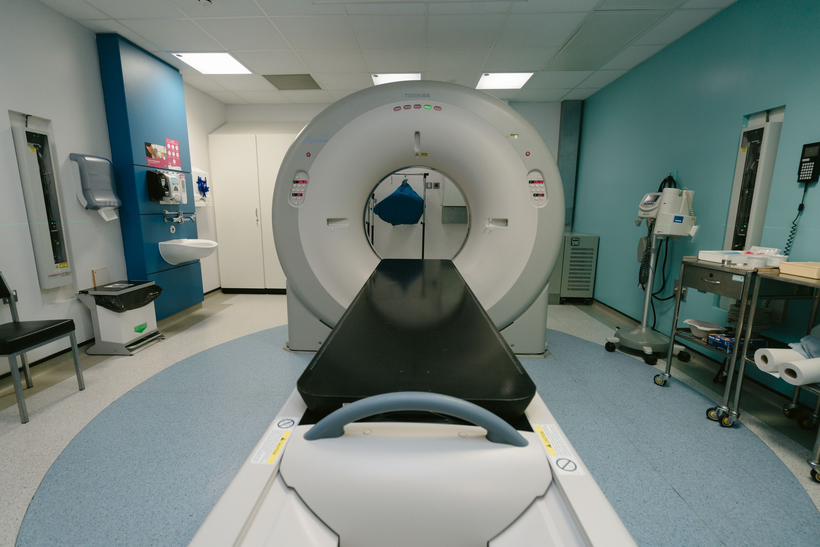 Diagnostic imaging equipment in a clinical examination room
