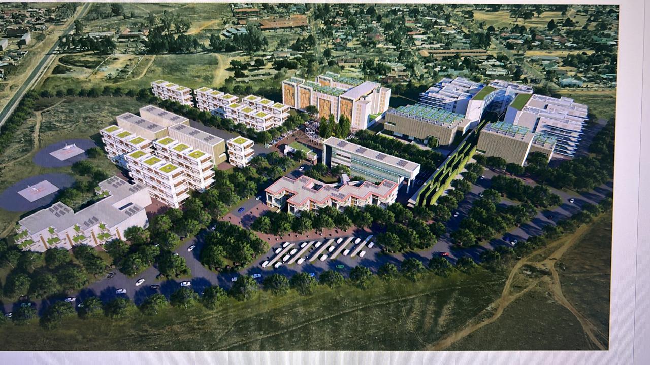 Illustrative medical campus concept, not a completed project